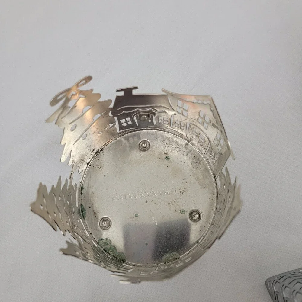 BATH & BODY WORKS 3 Wick Candle Holder Pedestal Soap Holder Silver Bronze 5 Pcs - Picture 14 of 15